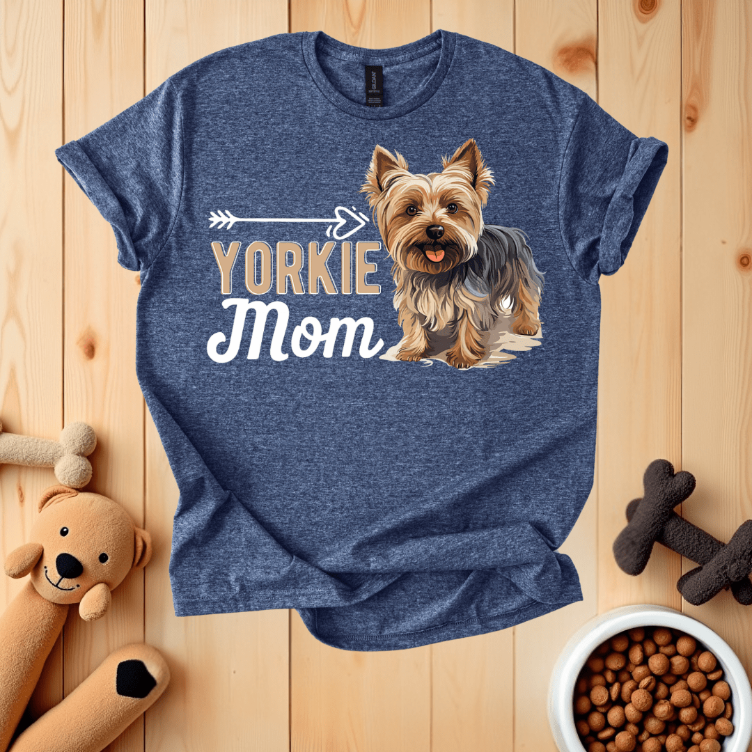 Heather Navy / S Yorkie Mom T-Shirt