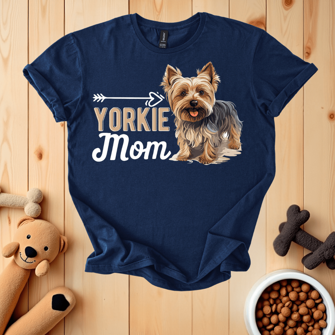 Navy / S Yorkie Mom T-Shirt