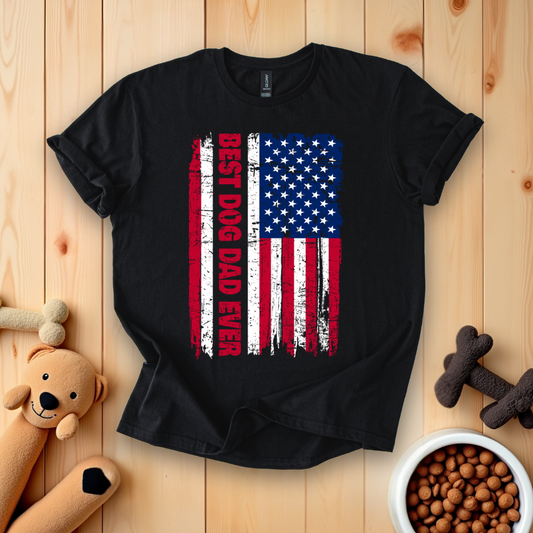 Best Dog Dad Ever American Flag T-Shirt