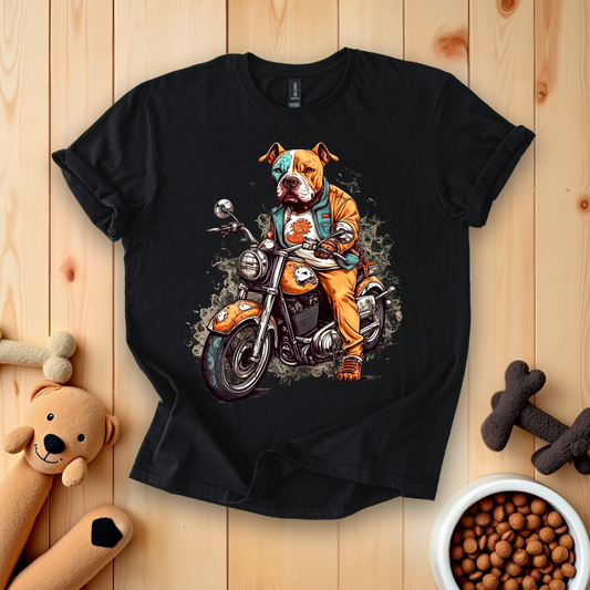 American Bulldog Riding Motorcycle T-Shirt