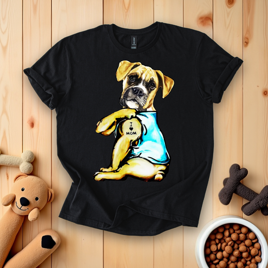 Boxer Dog I Love Mom T-Shirt