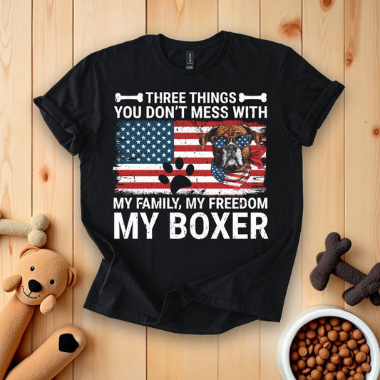 Three Things My Family, My Freedom My Boxer T-Shirt