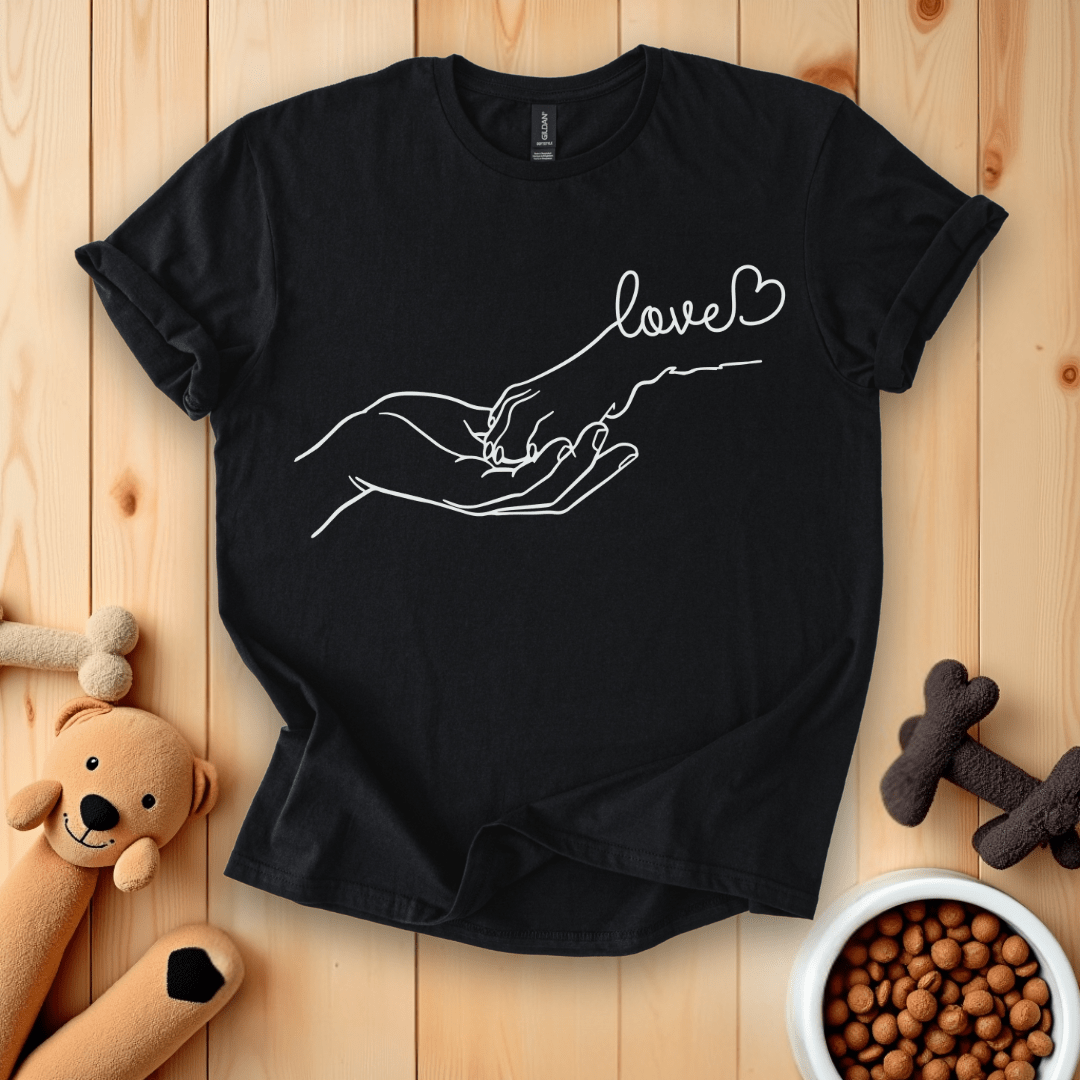 Love Dog Paw and Hand T-Shirt
