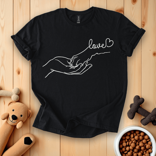 Love Dog Paw and Hand T-Shirt