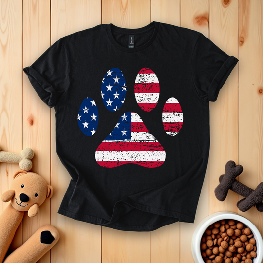 American Flag Dog Paw T-Shirt