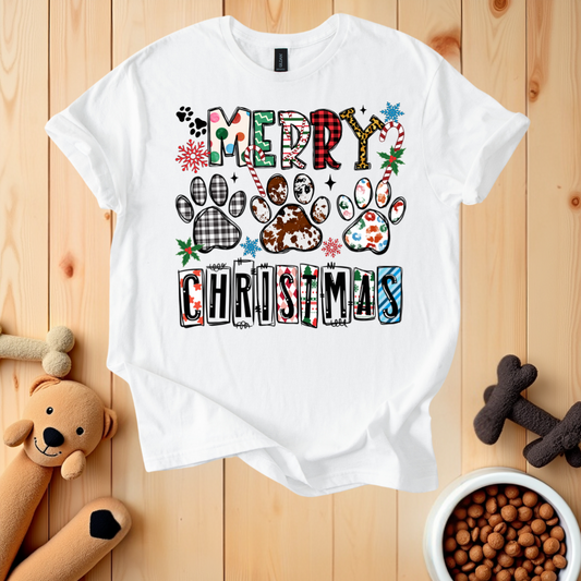 Merry Christmas Dog Paws T-Shirt