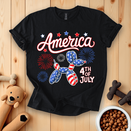 America 4th of July Balloon Dog T-Shirt