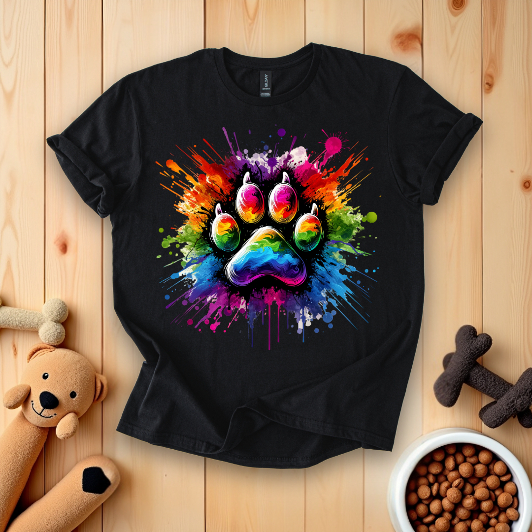 Colorful Dog Paw Tie Dye T-Shirt
