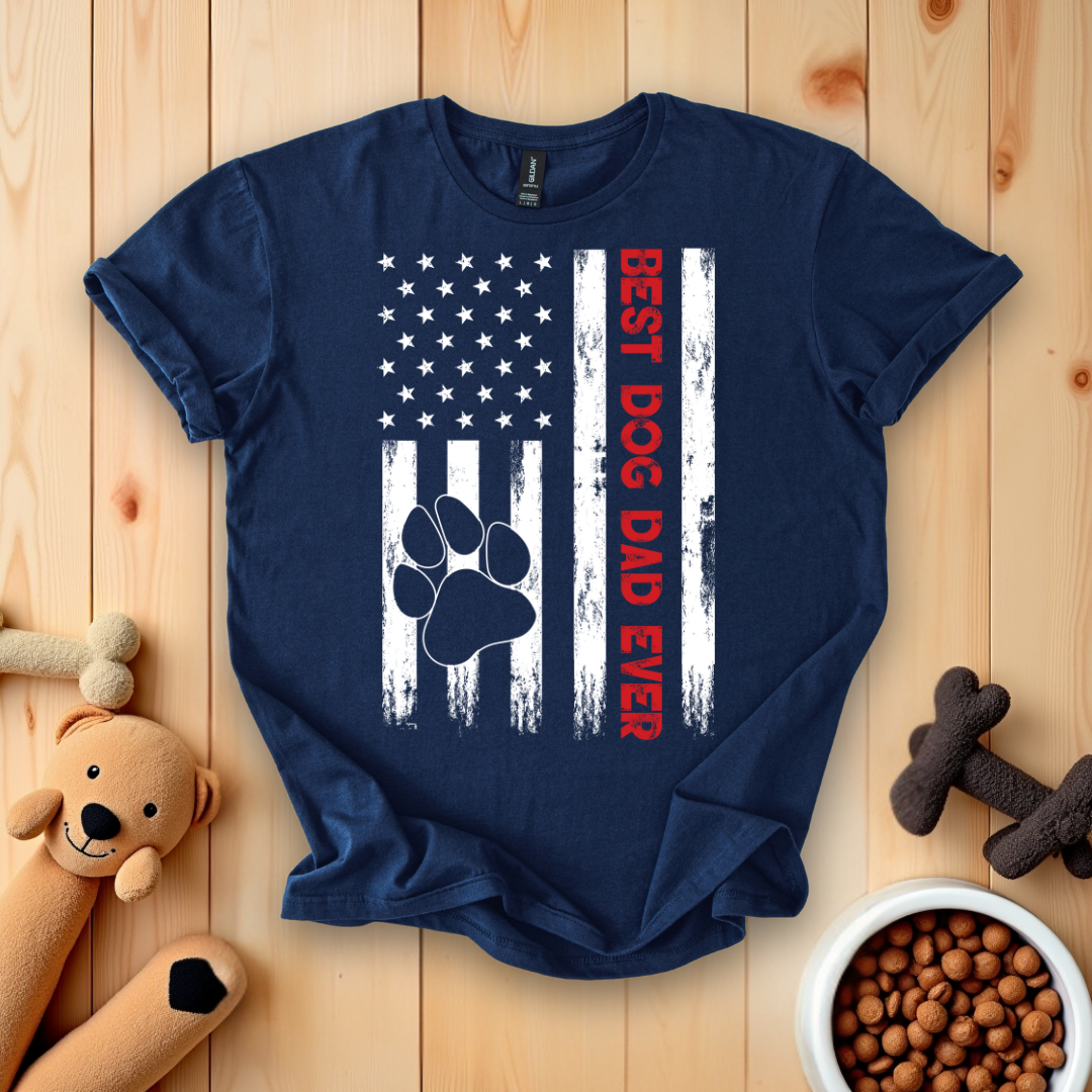 Best Dog Dad Ever American Flag T-Shirt
