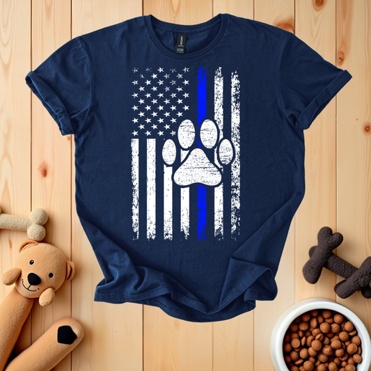 Thin Blue Line K9 Dog Paw T-Shirt