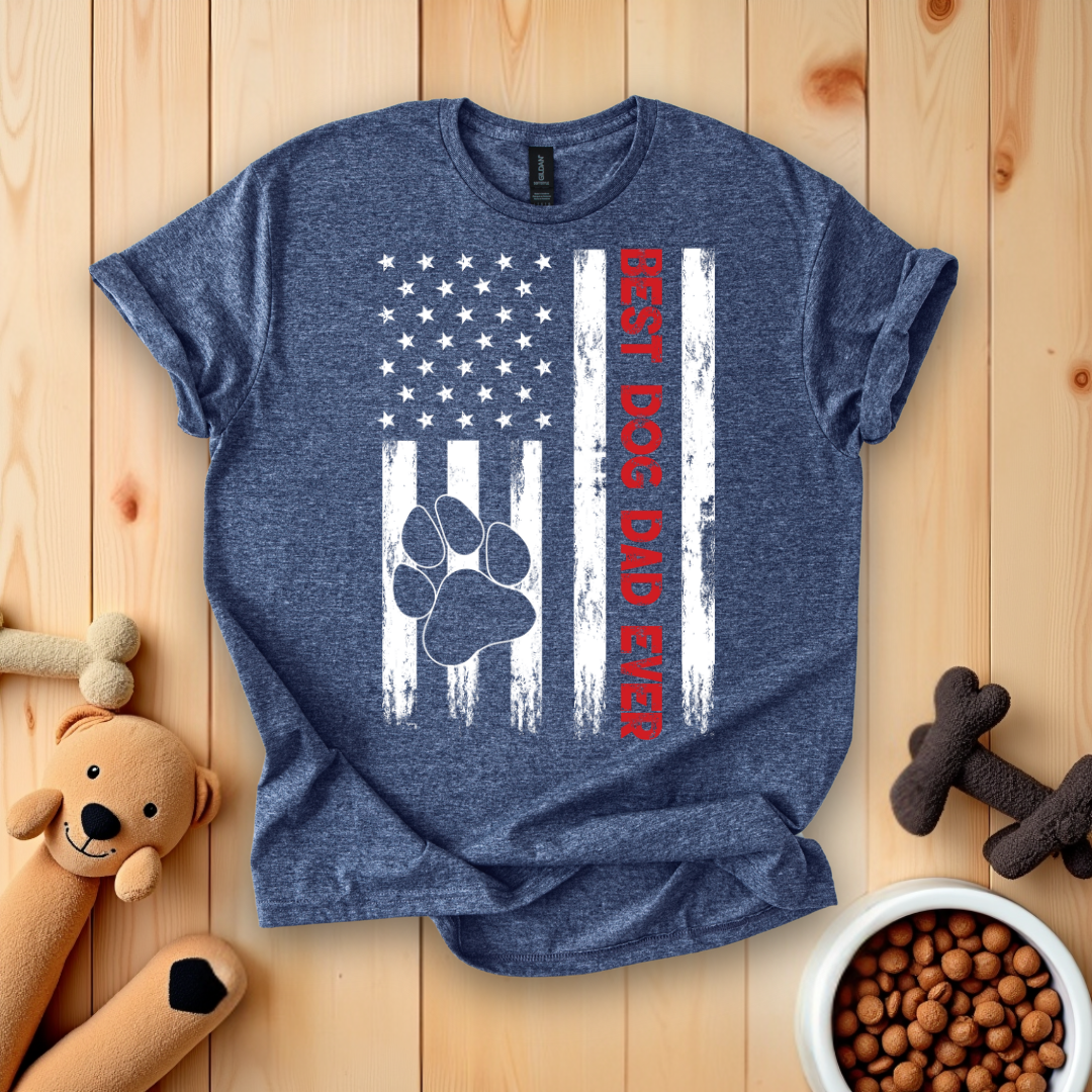 Best Dog Dad Ever American Flag T-Shirt