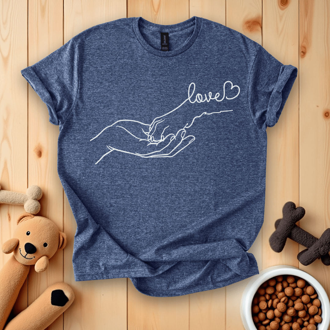 Love Dog Paw and Hand T-Shirt