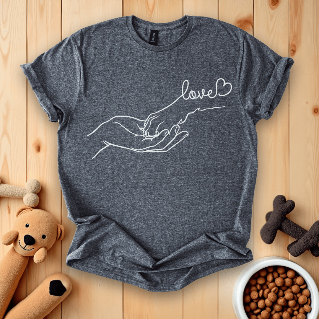 Love Dog Paw and Hand T-Shirt
