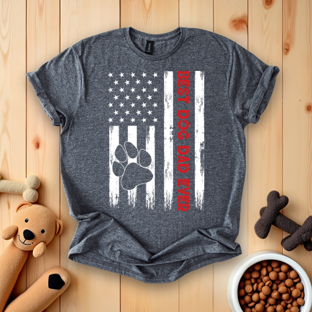 Best Dog Dad Ever American Flag T-Shirt
