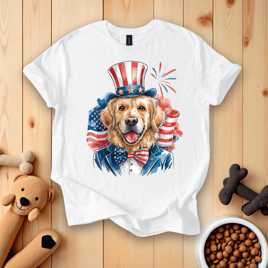 White / S 4Th Of July Golden Retriever T-Shirt