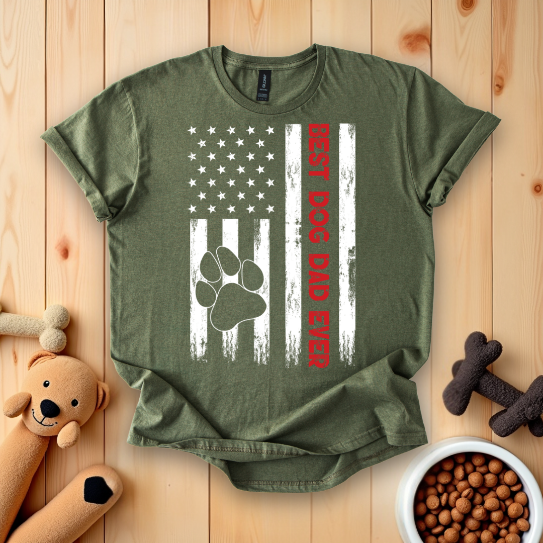 Best Dog Dad Ever American Flag T-Shirt
