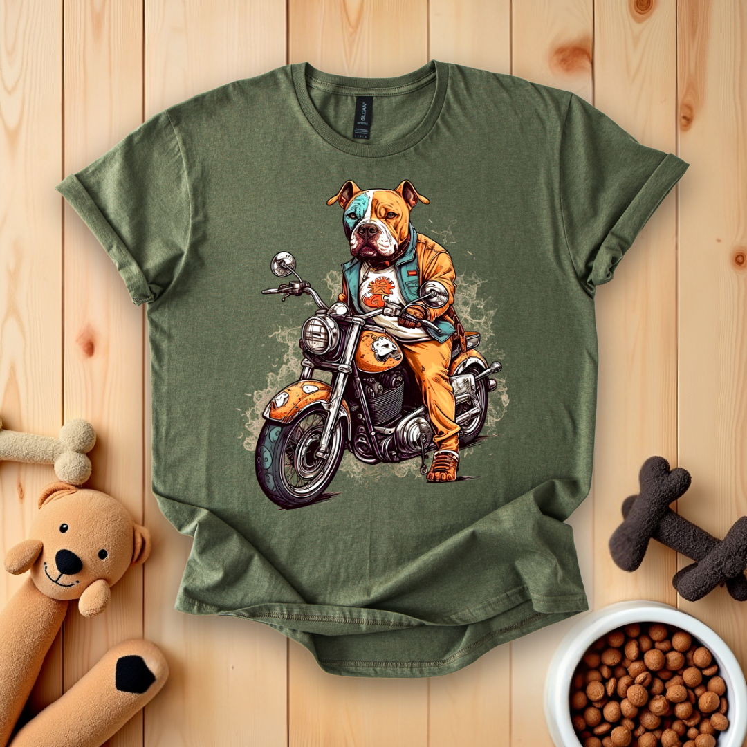 American Bulldog Riding Motorcycle T-Shirt