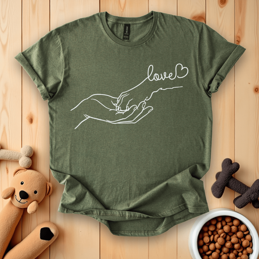 Love Dog Paw and Hand T-Shirt