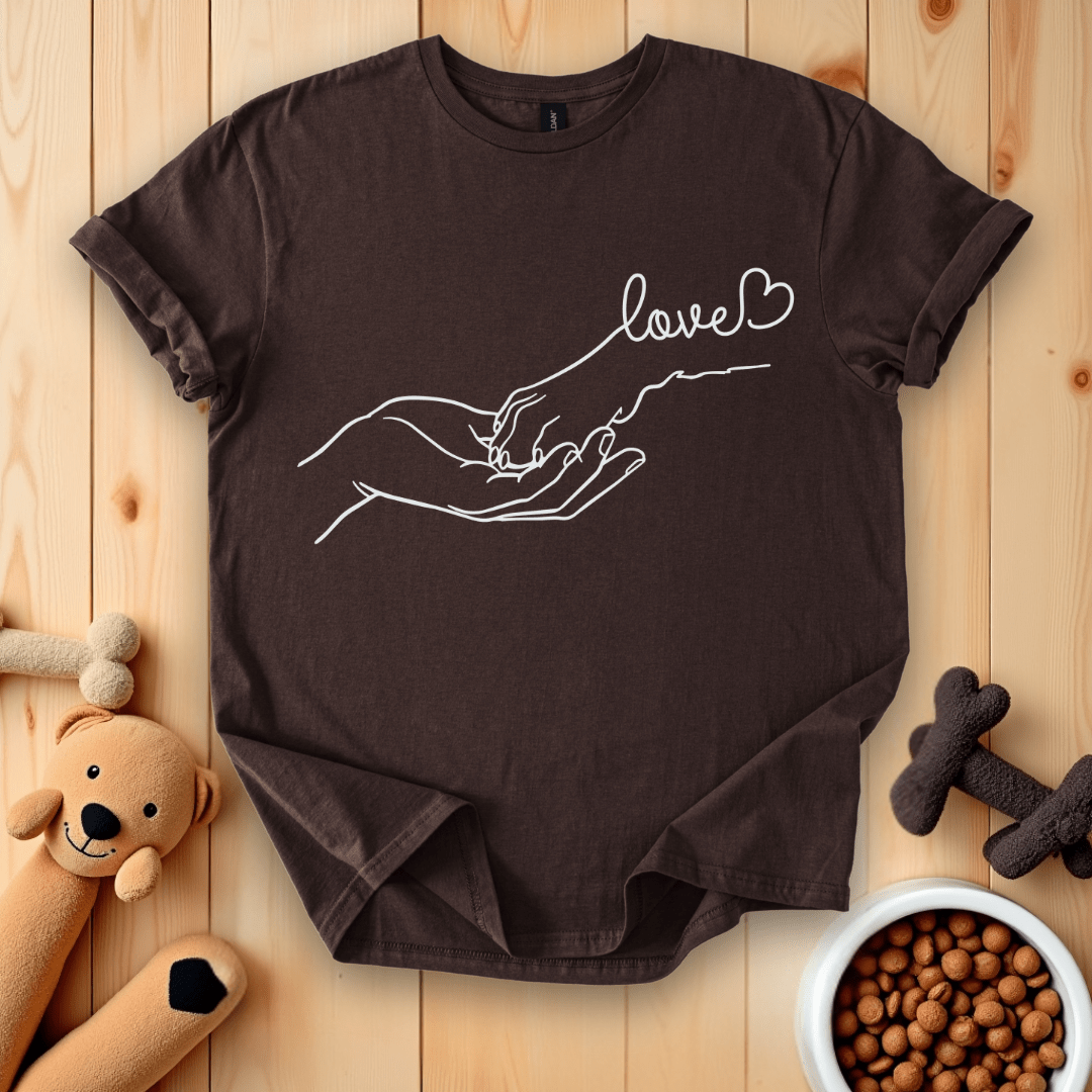 Love Dog Paw and Hand T-Shirt