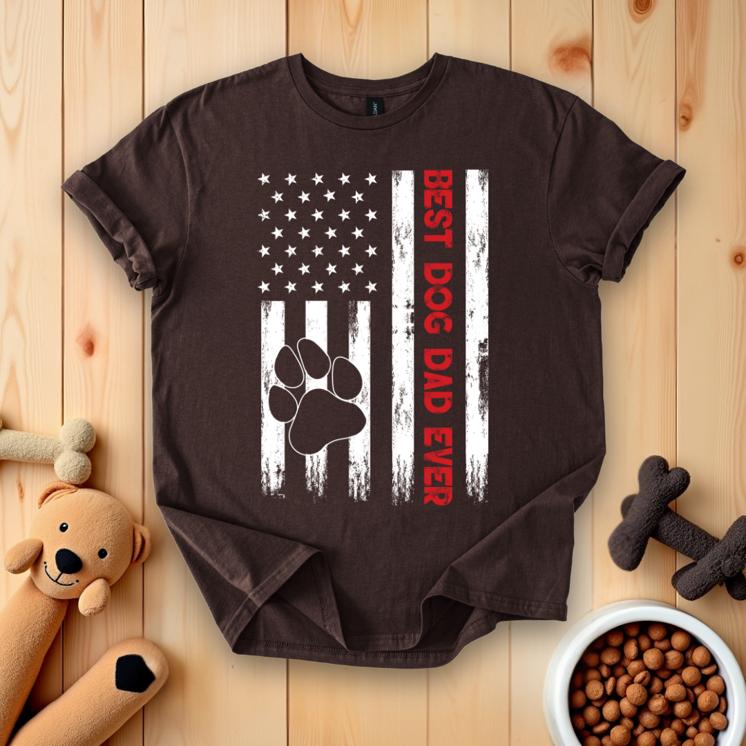 Best Dog Dad Ever American Flag T-Shirt