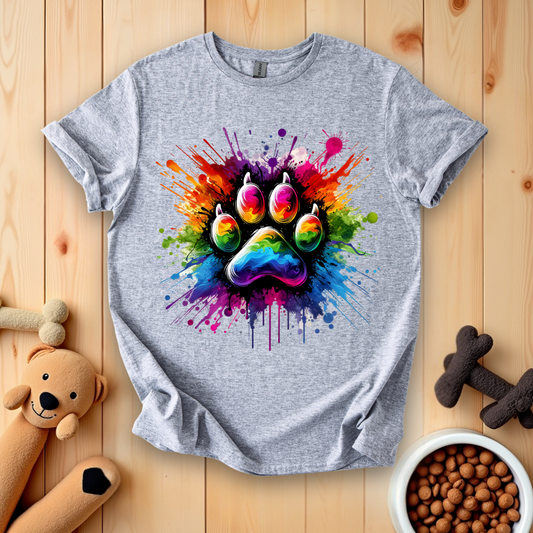 Colorful Dog Paw Tie Dye T-Shirt