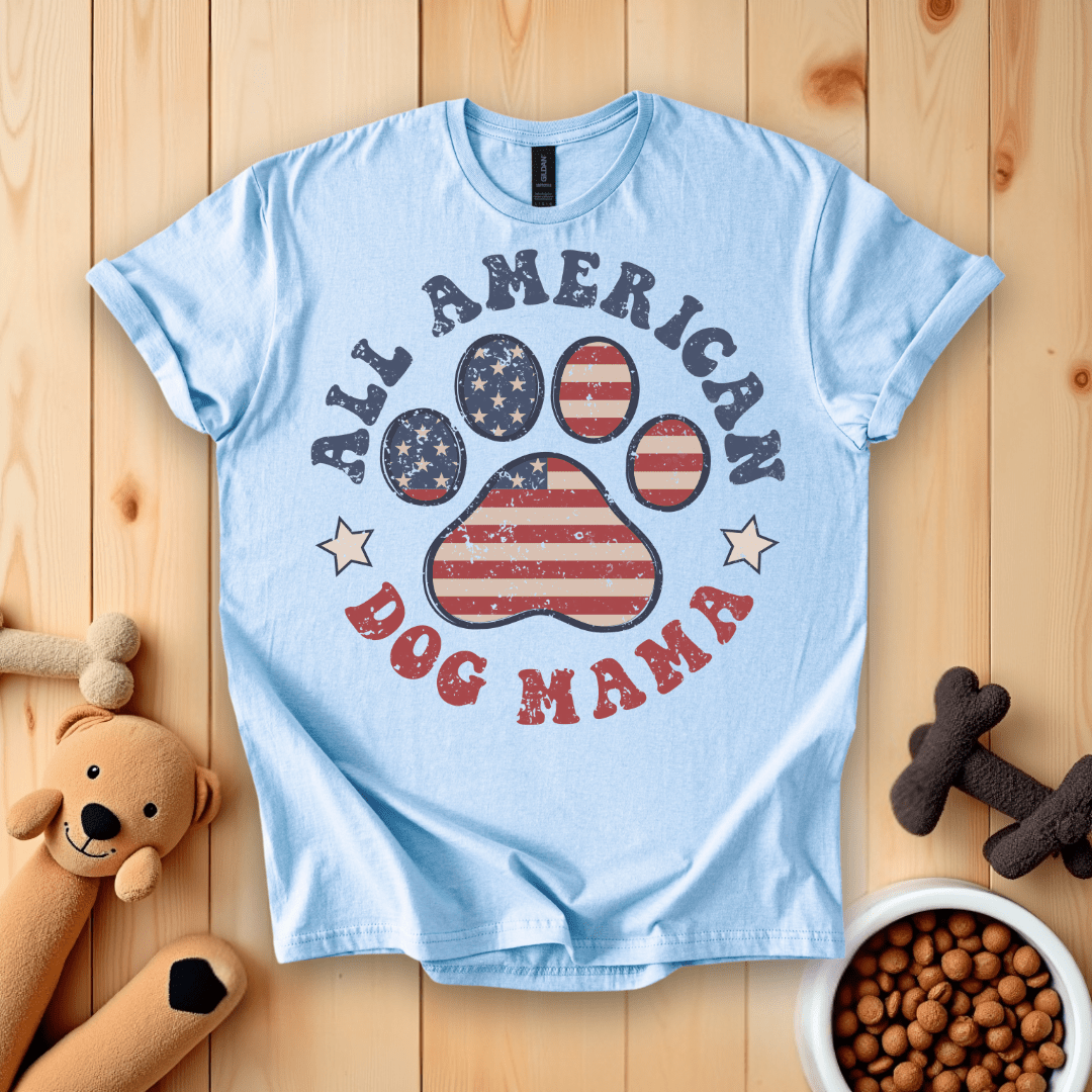 Light Blue / S All American Dog Mama T-Shirt