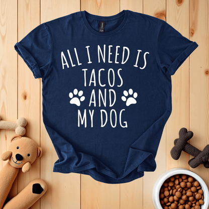 Navy / S All I Need Is Tacos And My Dog T-Shirt