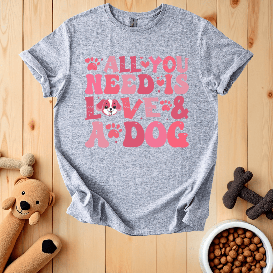 Sport Grey / S All You Need Is Love & A Dog T-Shirt