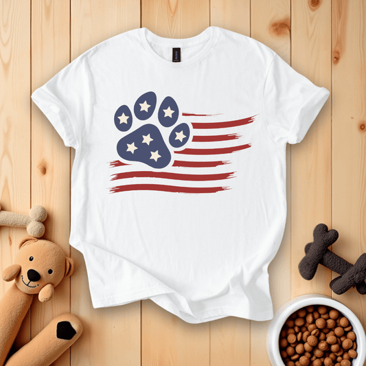 White / S America Flag Dog Paw T-Shirt