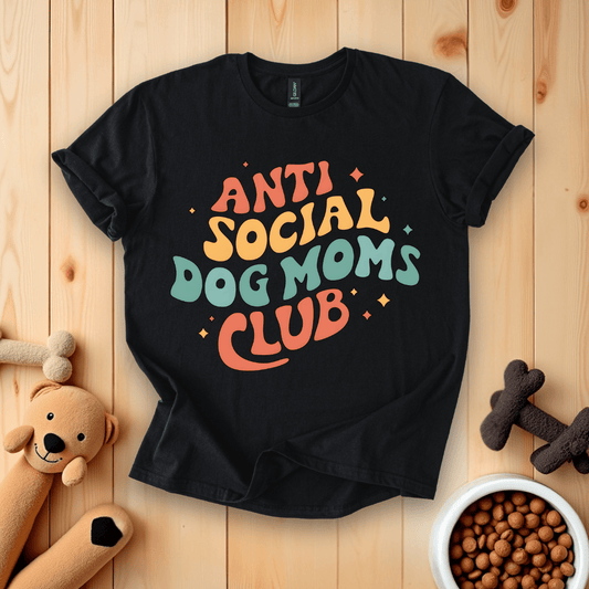 Black / S Anti-Social Dog Moms Club T-Shirt