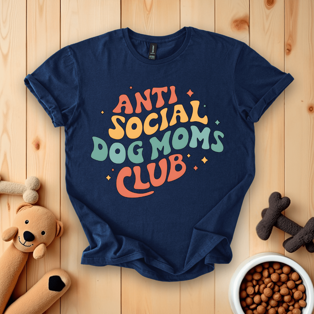 Navy / S Anti-Social Dog Moms Club T-Shirt