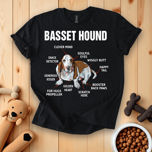 Black / S Basset Hound Anatomy T-Shirt
