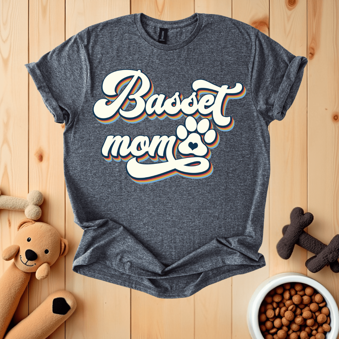 Dark Heather / S Basset Mom T-Shirt