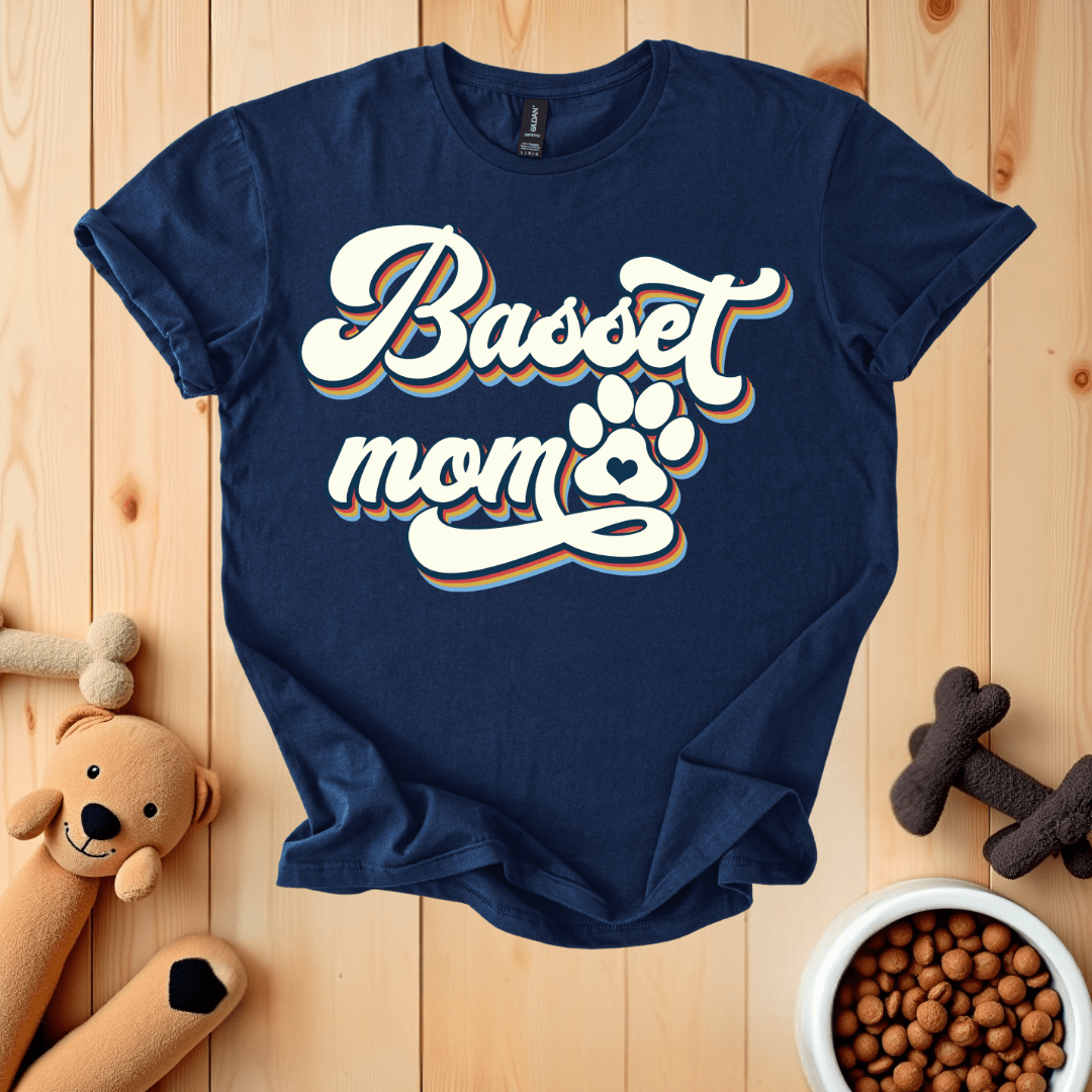Navy / S Basset Mom T-Shirt