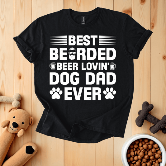 Black / S Best Bearded Beer Lovin' Dog Dad Ever T-Shirt