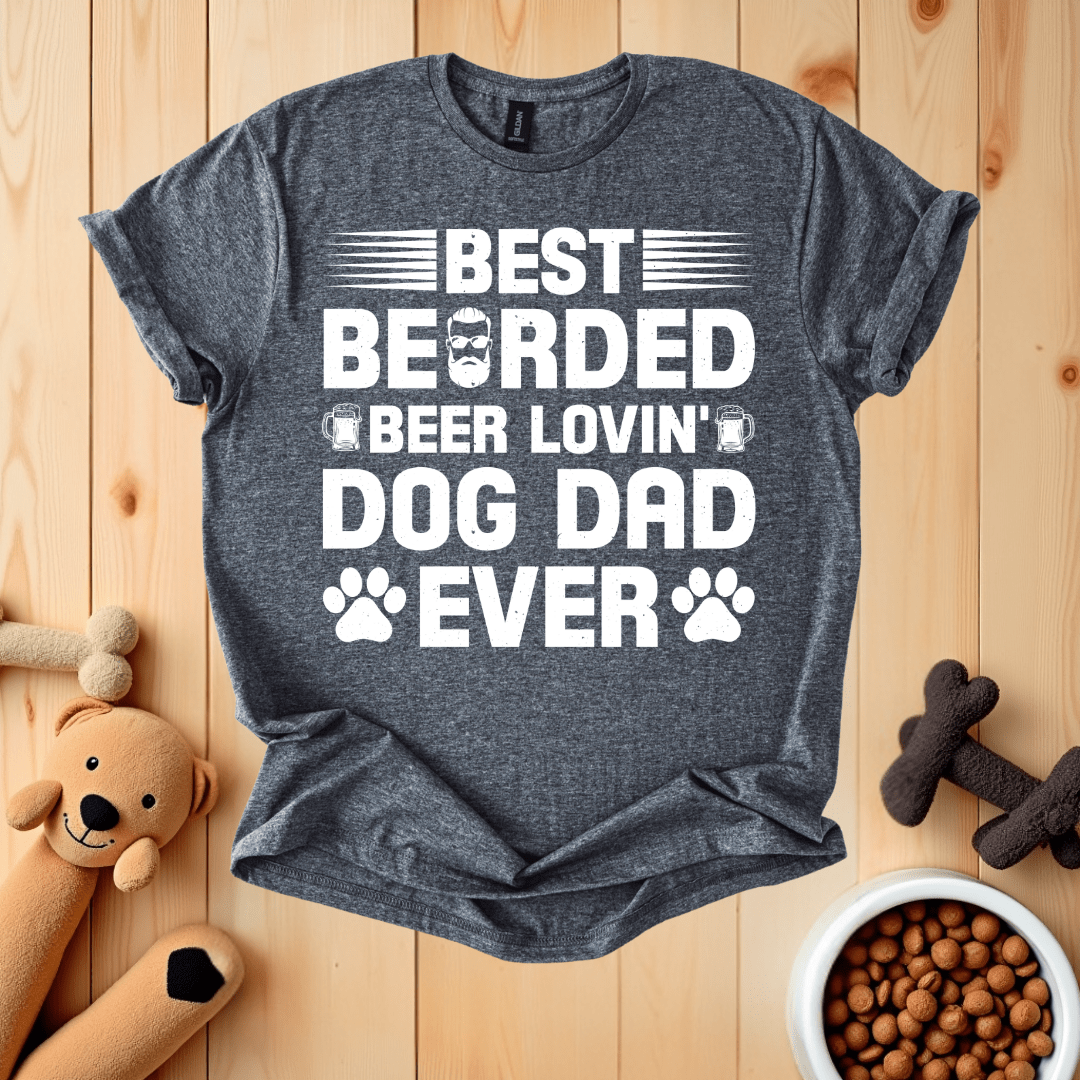 Dark Heather / S Best Bearded Beer Lovin' Dog Dad Ever T-Shirt