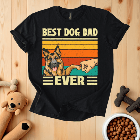 Black / S Best Dog Dad Ever German Shepherd T-Shirt