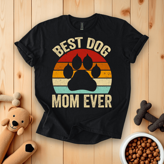 Black / S Best Dog Mom Ever Retro T-Shirt