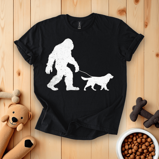 Black / S Bigfoot Walking Dog T-Shirt