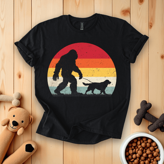 Black / S Bigfoot Walking Dog T-Shirt