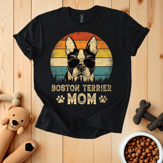 Black / S Boston Terrier Mom T-Shirt