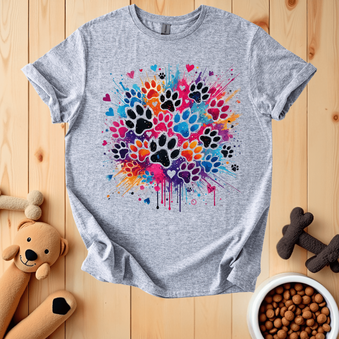 Sport Grey / S Colorful Dog Paws T-Shirt
