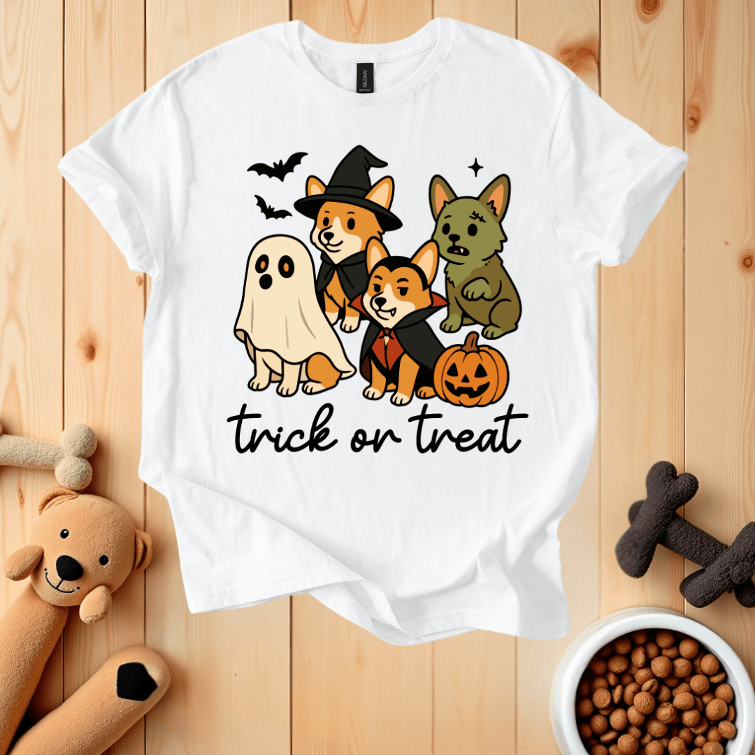 White / S Corgi Dogs Halloween T-Shirt