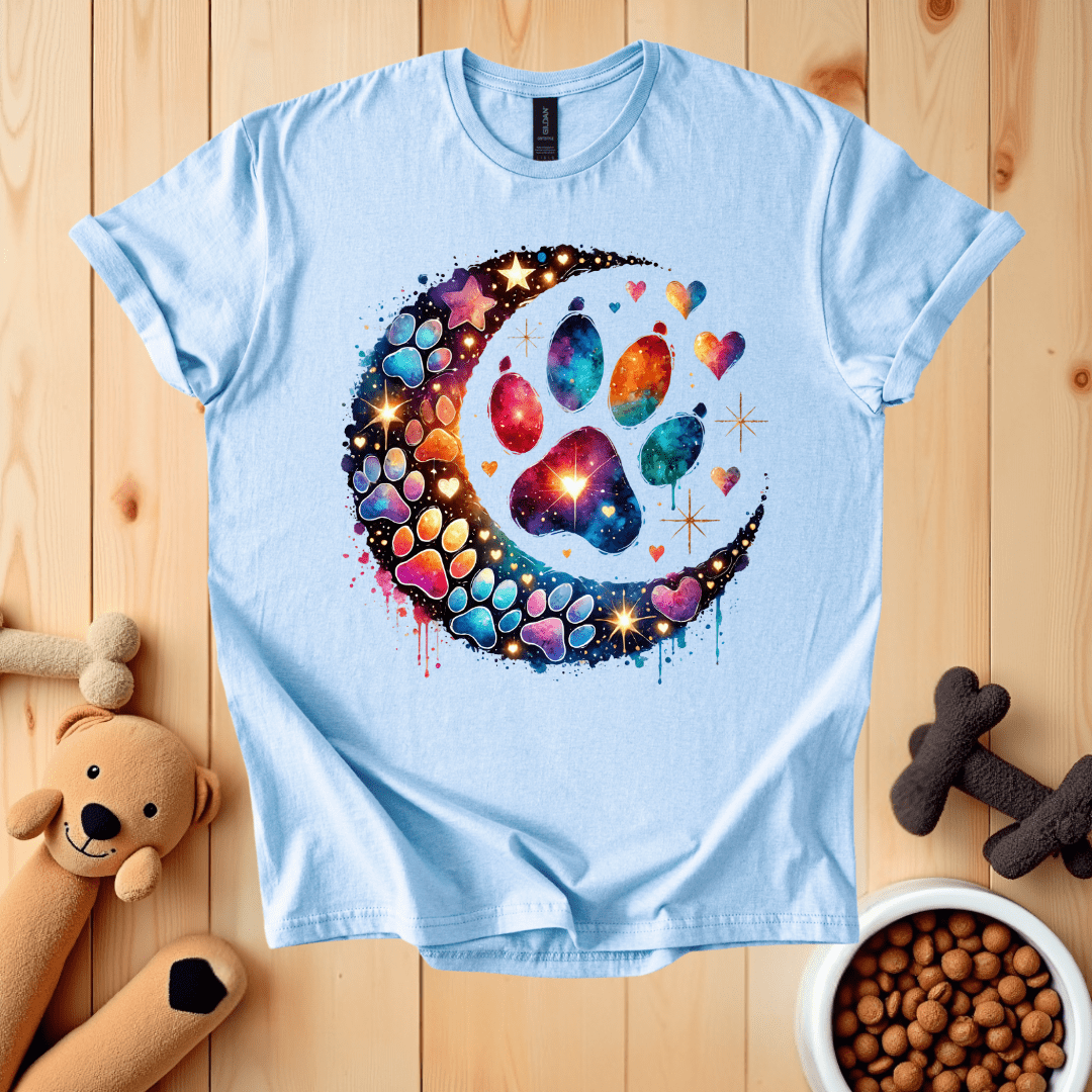 Light Blue / S Crescent Moon Dog Paw T-Shirt
