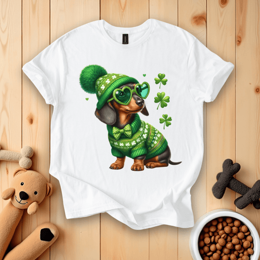 White / S Dachshund Dog Happy St. Patricks Day T-Shirt