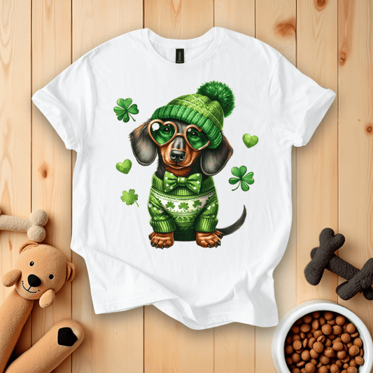 White / S Dachshund Dog Happy St. Patricks Day T-Shirt