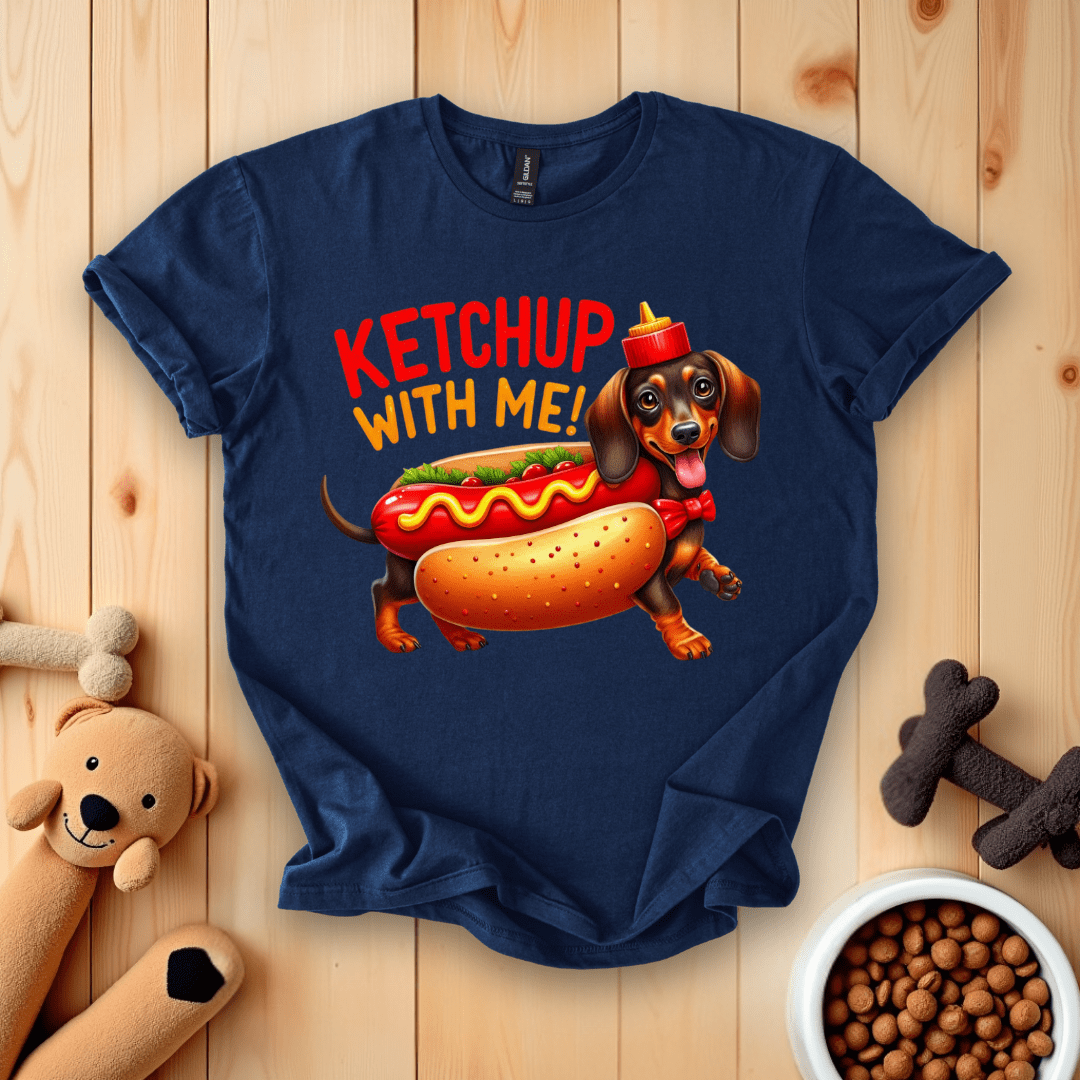 Navy / S Dachshund Ketchup With Me T-Shirt