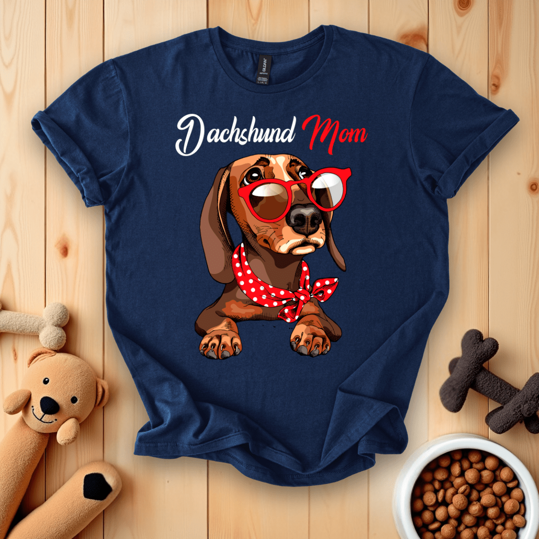 Navy / S Dachshund Mom T-Shirt