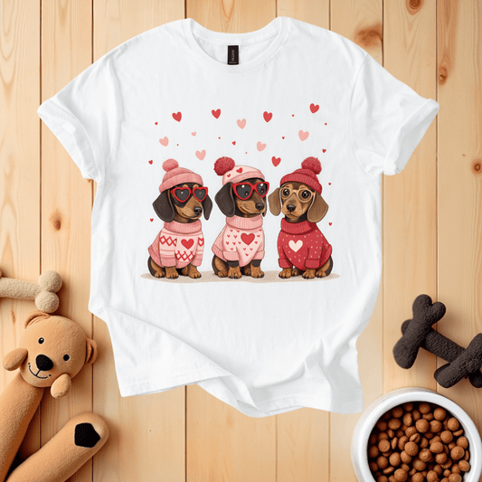 White / S Dachshund Valentines Day T-Shirt