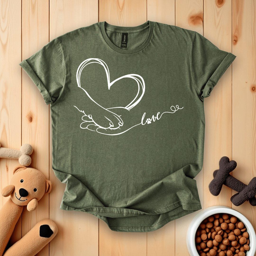 Military Green / S Dog Paw and Hand T-Shirt